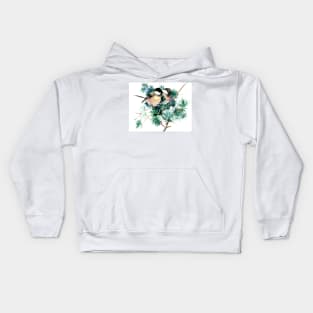 Chickadee Birds in The forest Kids Hoodie